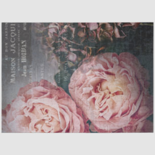 Papier Mousseline Elégante Fleurs Roses Ephémères Français Découpage