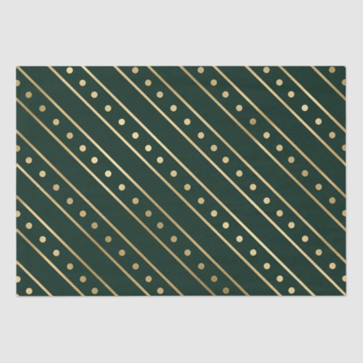 Papier Mousseline Élégante Grille de Noël verte et dorée (Recto)