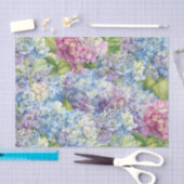 Papier Mousseline Elégante Hydrangée Bleue Motif Floral Découpage (Artisanat)