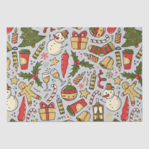 Papier Mousseline Élégante impression de Noël   Festive Holiday Desi