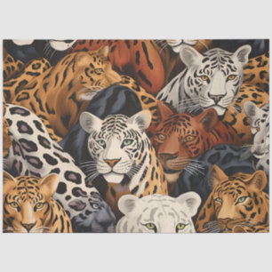 Papier Mousseline Elégante Jungle Exotique Safari Wild Cats Découpag