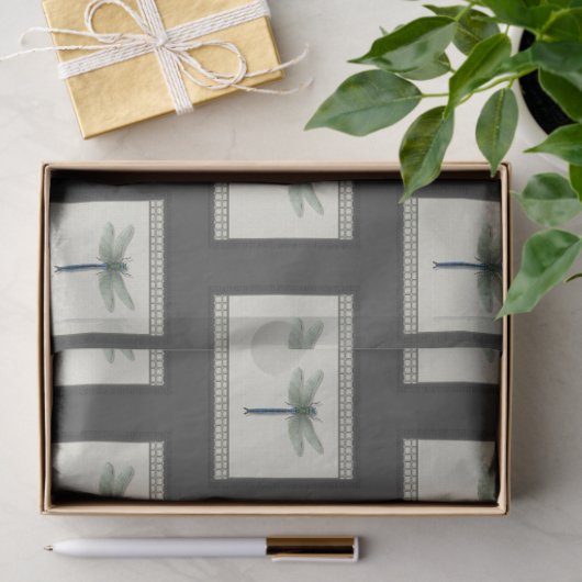 Papier Mousseline Élégante libellule bleue (Cadeau)