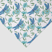 Papier Mousseline Élégante libellule botanique florale et bleue (Détail)