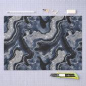 Papier Mousseline Elégante Marine Blue & Silver Parties scintillant  (Artisanat)