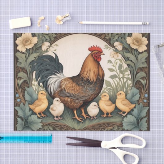 Papier Mousseline Élégante Mère Hen Avec Poussins (Artisanat)