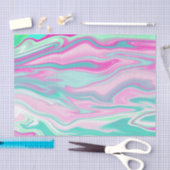 Papier Mousseline Elégante Motif en marbre Turquoise et rose (Artisanat)