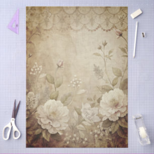 Papier Mousseline Elégante page de découpage de grunge floral blanc
