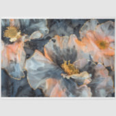 Papier Mousseline Elégante page de découpage florale noire, or et pê (Recto)