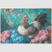 Papier Mousseline Elégante Pâques Hen Peonies Chandelier Découpage (Recto)