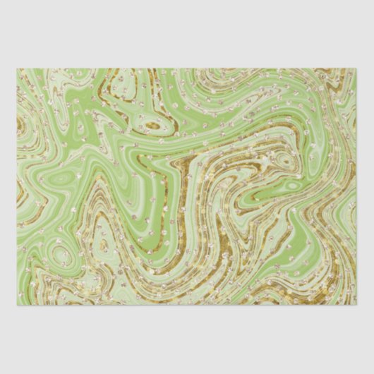 Papier Mousseline Élégante Parties scintillant de percées vertes (Recto)