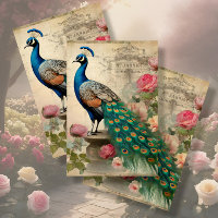 Elégante Peacock Birdcage Ephemera Floral Decoupag