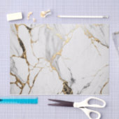 Papier Mousseline Elégante pierre de marbre abstrait noir et blanc (Artisanat)