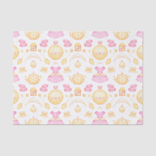 Papier Mousseline Elégante Pink & Gold Watercolor Princess Tea Party