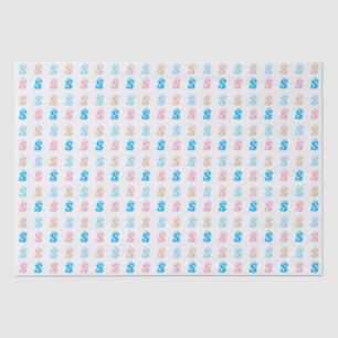Papier Mousseline Élégante rose bleu monogramme Lettre amusante Moti