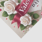 Papier Mousseline Elégante Saint Valentin Design avec Roses, Coeurs (Détail)