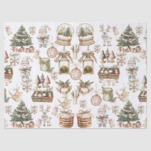 Papier Mousseline Élégante scène hivernale avec ornements et oiseaux