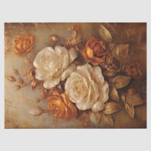Papier Mousseline Élégante terre cuite et fleurs de cuivre de roses 