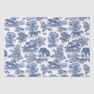 Papier Mousseline Elégante Toile Vintage Blue Horse