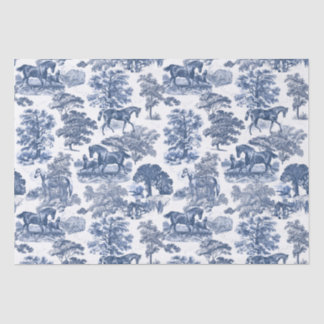 Papier Mousseline Elégante Toile Vintage Blue Horse