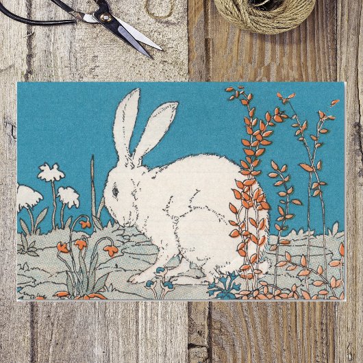 Papier Mousseline Elégante Vintage Fleurs de lapin blanc