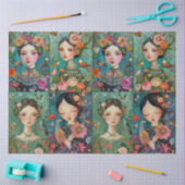 Papier Mousseline Élégantes filles Colorful Floral Decoupage Collage (Artisanat)