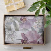 Papier Mousseline Élégantes fleurs d'orchidées en rose tendre et lav (Cadeau)