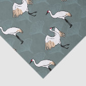 Papier Mousseline Elégantes grues japonaises et Feuilles Gingko (Détail)