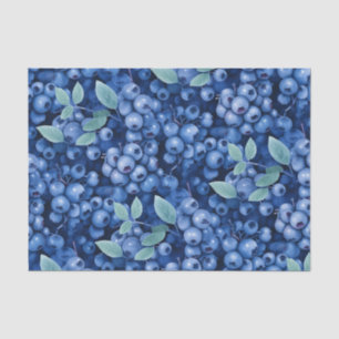 Papier Mousseline Élégantes myrtilles à l'aquarelle bleue