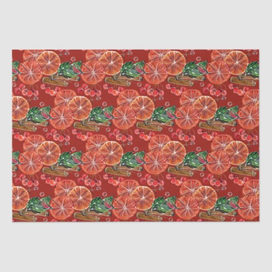 Papier Mousseline Élégantes tranches d'oranges Bâtons de cannelle (Recto)