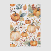 Papier Mousseline Elégants Citrouilles d'aquarelle automne et feuill (Recto)