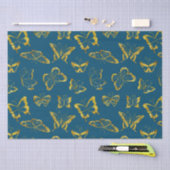 Papier Mousseline Élégants papillons Turquoises en or bleu (Artisanat)