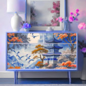 Papier Mousseline Elégants Whispers de Cobalt Blue Oriental Decoupag