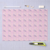 Papier Mousseline Élément de bébé rose éléphant avec colombe et bapt (Artisanat)