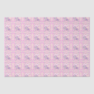 Papier Mousseline Élément de bébé rose éléphant avec colombe et bapt