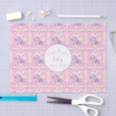 Papier Mousseline Élément de bébé rose éléphant avec colombe et bapt (Artisanat)
