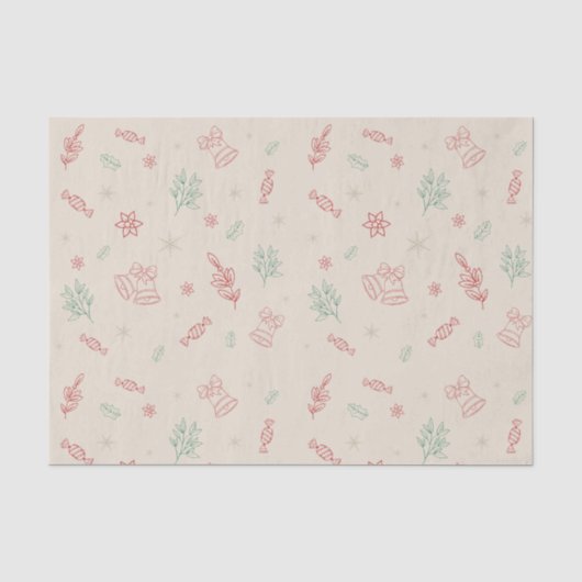Papier Mousseline Éléments de Noël minimaux mignons (Recto)