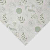Papier Mousseline Éléments Herbacés en Vert Sauge (Détail)