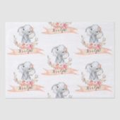 Papier Mousseline Elephant Baby shower Boho Chic Coral Aquarelle (Recto)