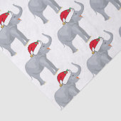 Papier Mousseline Eléphant blanc de Noël mignon à Santa Hat (Détail)