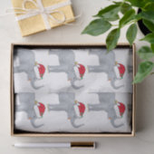 Papier Mousseline Eléphant blanc de Noël mignon à Santa Hat (Cadeau)