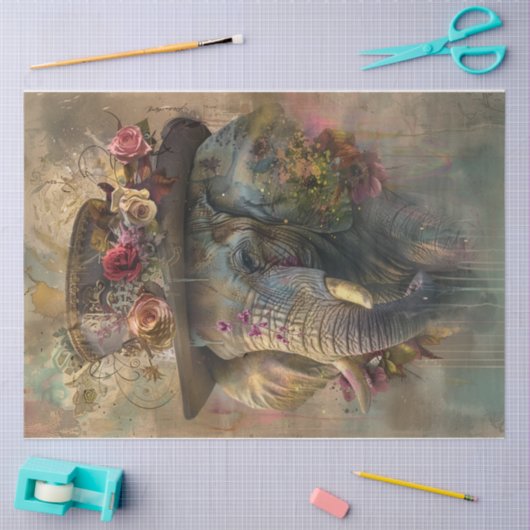 Papier Mousseline Eléphant couleur (Artisanat)