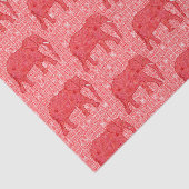 Papier Mousseline Eléphant de fleurs, rouge profond et corail (Détail)