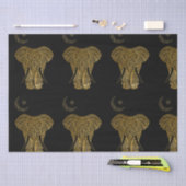 Papier Mousseline Eléphant d'or sur papier arrière - plan noir (Artisanat)