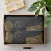 Papier Mousseline Eléphant d'or sur papier arrière - plan noir (Cadeau)