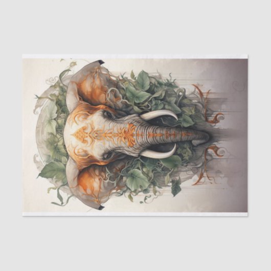 Papier Mousseline Eléphant En Feuillet 2 Découpage (Recto)