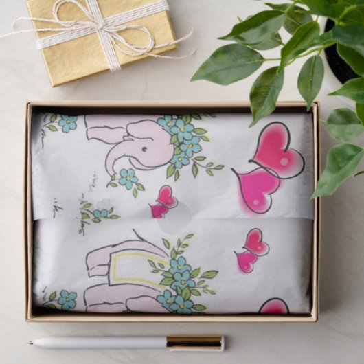 Papier Mousseline Eléphant en papier de tissus (Cadeau)