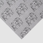 Papier Mousseline Eléphant fractal, gris, noir et blanc (Détail)