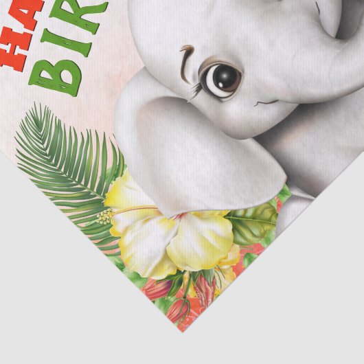 Papier Mousseline Elephant Jungle Safari Anniversaire (Détail)