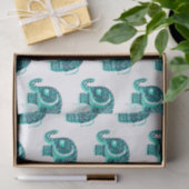 Papier Mousseline Éléphant mignon de henné floral turquoise (Cadeau)