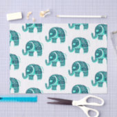 Papier Mousseline Éléphant mignon de henné floral turquoise (Artisanat)